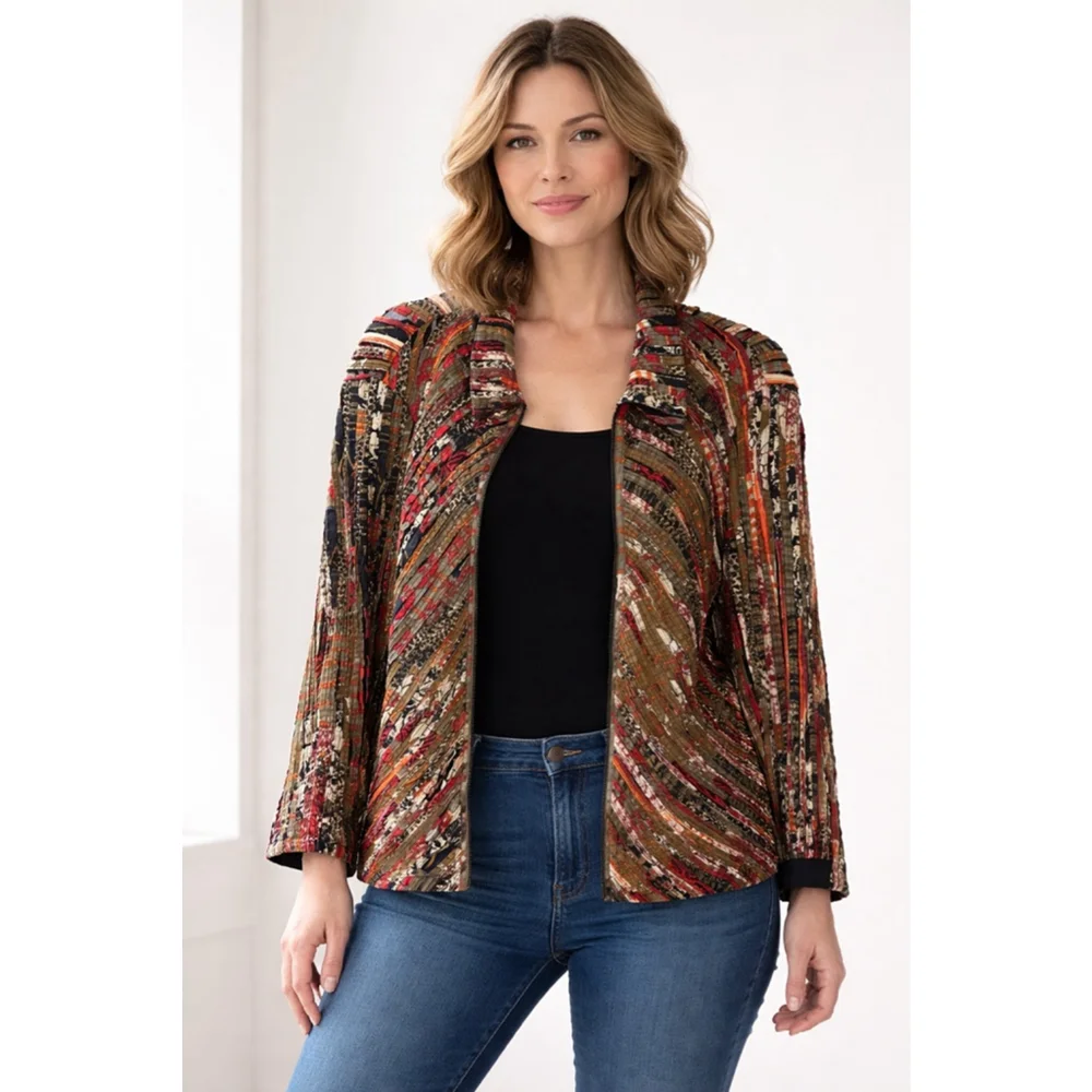 Multiples Multicolor Patchwork Jacket Boho Festive Women’s Size Large - Picture 1 of 8